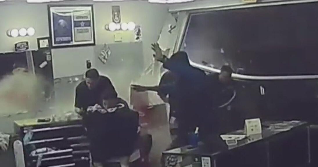 Surveillance video shows car crashing into North Texas barber shop ...