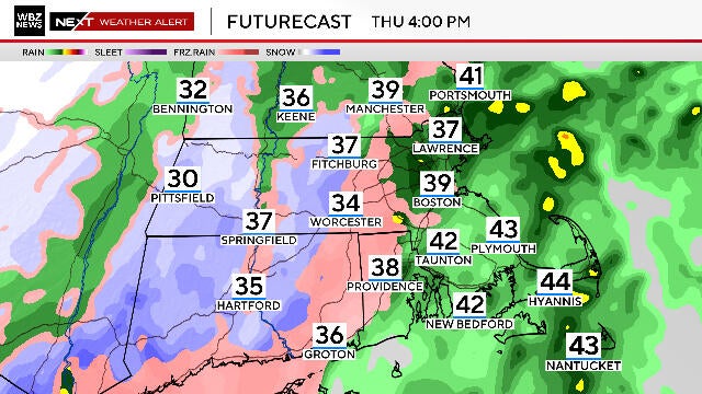 Temperatures drop, sleet and snow return to Boston area Thursday ...