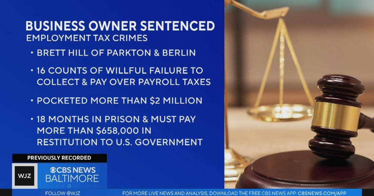 Maryland business owner sentenced for employment tax crimes pocketing more than $2 million