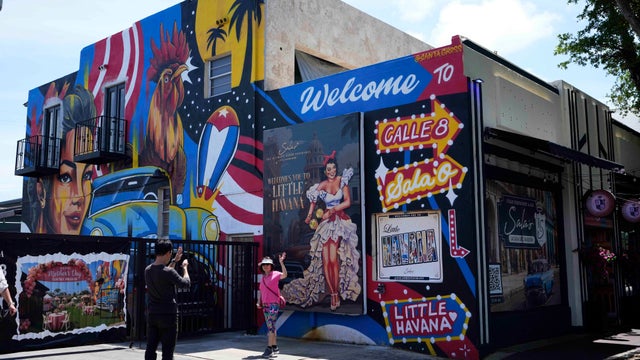US and Cuban flags side by side in Havana, Cuba 