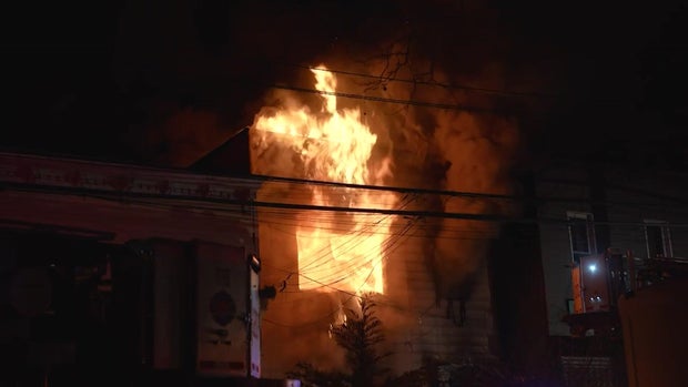 Flames in window of Brooklyn home