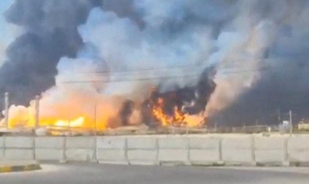 Smoke and fire rise near the South Pars gas field following an attack 