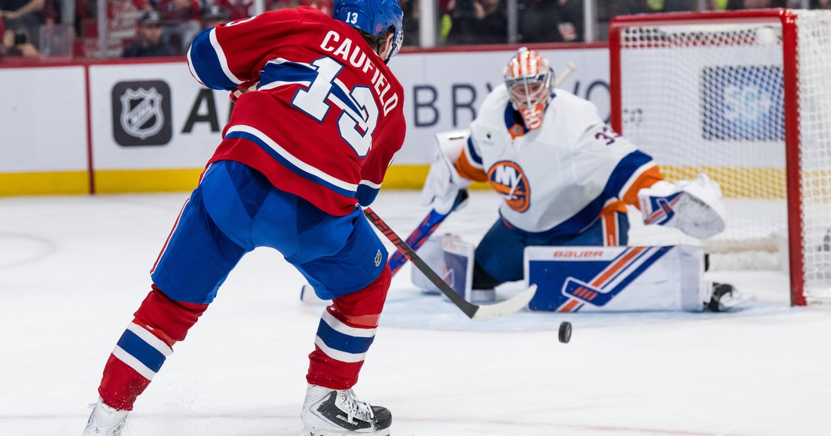 Caufield's hat trick helps Canadiens beat Islanders 7-3