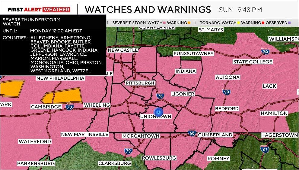 Severe thunderstorm watch issued for Pittsburgh area; storms end ...