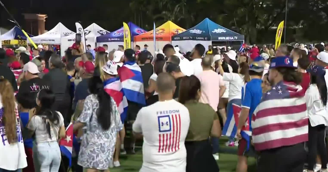 Hundreds of Cuban Americans gather in Hialeah for a