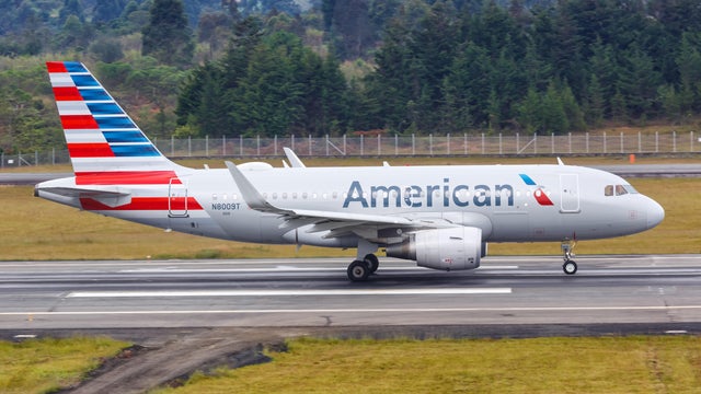 American Airlines Airbus A319 airplane Medellin Rionegro Airport in Colombia 