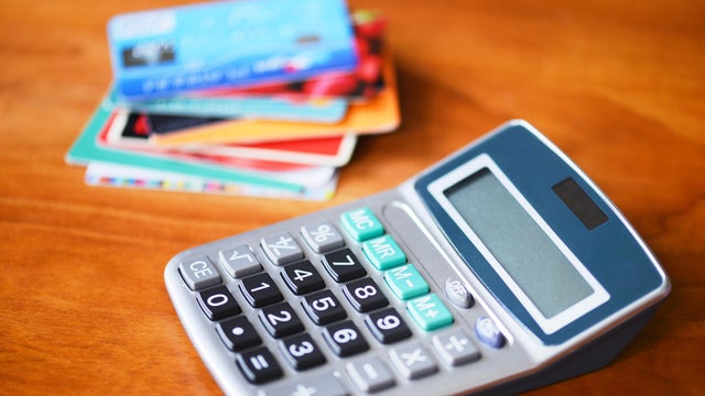 Calculator and credit cards with debt 
