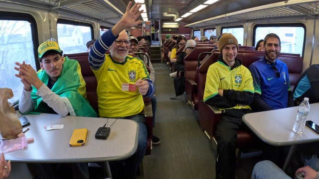 Soccer fans MBTA train 