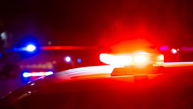 Police flashing lights at crime scene 