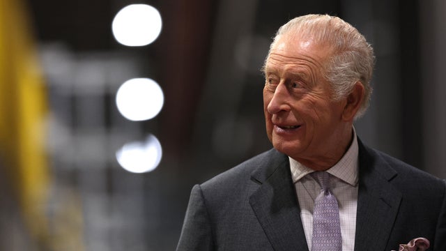 Britain's King Charles III arrives to officially open the South Wales Metro Depot in the South Wales town of Taff's Well on Nov. 14, 2025. 