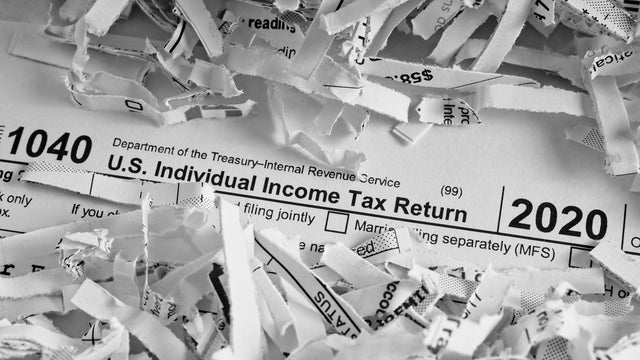 Tax form 1040 for 2020 ready to be shredded 