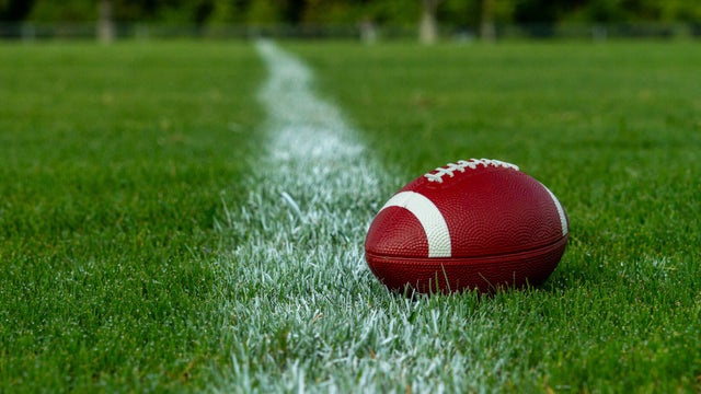 American Football on the Yard Line in the Field 
