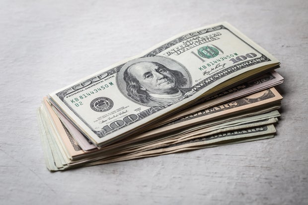 Folded Hundred Dollar Bills - Close up. 