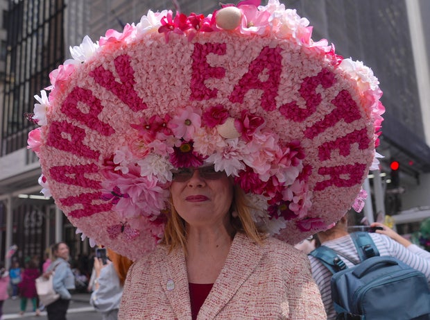 People take part in the annual Easter Parade and Bonnet Festival on Fifth Avenue between 49th and 57th Streets on Easter Sunday, April 20, 2025 in New York City, United States.
