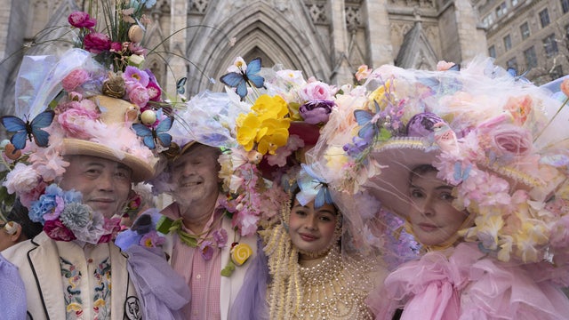 People take part in the annual Easter Parade and Bonnet Festival on Fifth Avenue between 49th and 57th Streets on Easter Sunday, April 20, 2025 in New York City, United States. 