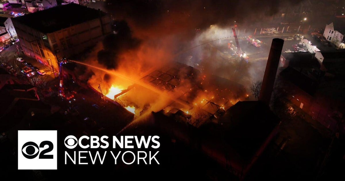 Drone video shows huge fire burning in Paterson, New Jersey - CBS New York