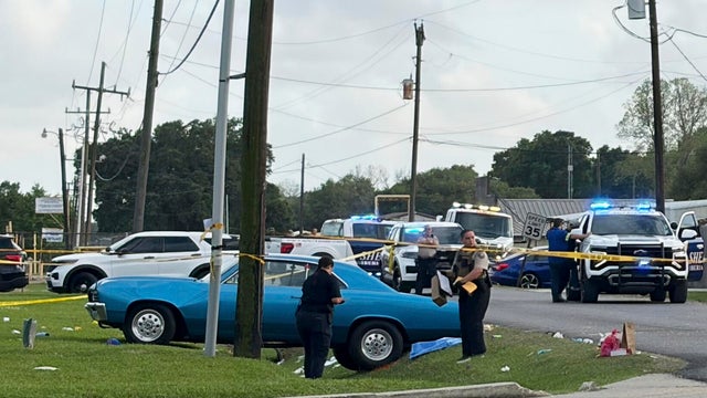 Generic police lights and yellow police tape at crime scene 