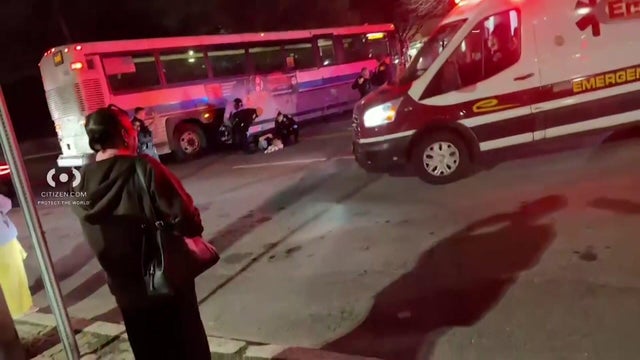 MTA bus driver laying on ground 
