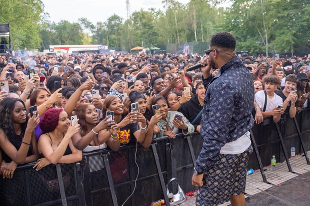 K-Trap performs during Day 3 of the Wireless Festival at London's Finsbury Park on July 9, 2023.