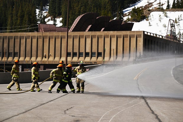 CDOT Fire Brigade trains outside the Eisenhower-Johnson Memorial Tunnels