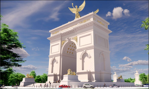 A rendering of the proposed triumphal arch. 