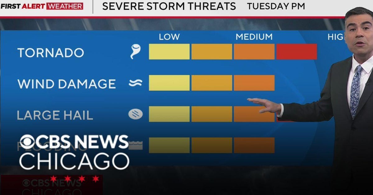Greatest risk for severe storms come Tuesday for Chicago area - CBS Chicago