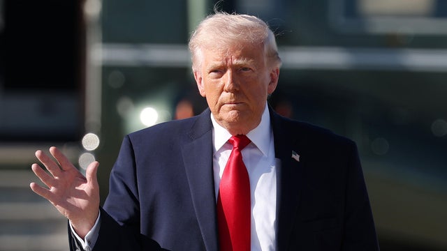 President Trump speaks to members of the media on the South Lawn of the White House before boarding Marine One in Washington, D.C., on April 11, 2026. 