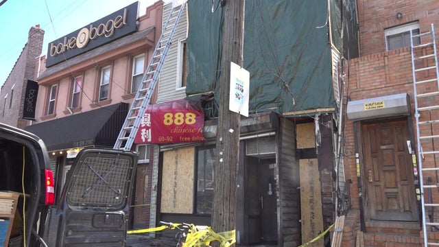 Exterior of fire-damaged Chinese restaurant 