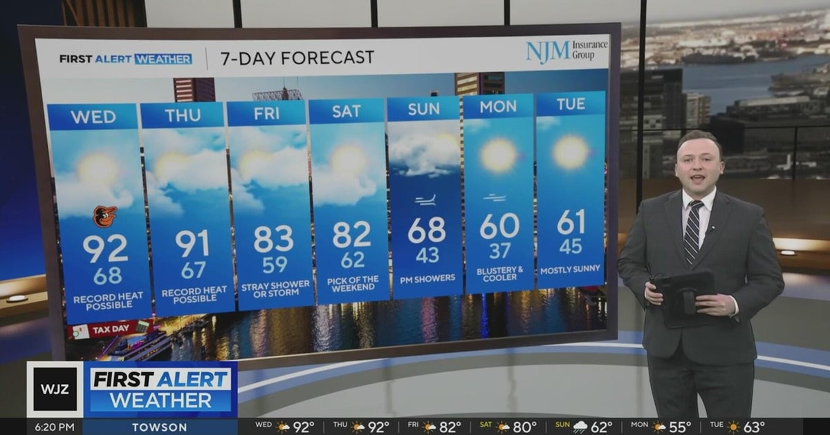 Temperatures to push record-high on Wednesday in Maryland - CBS Baltimore