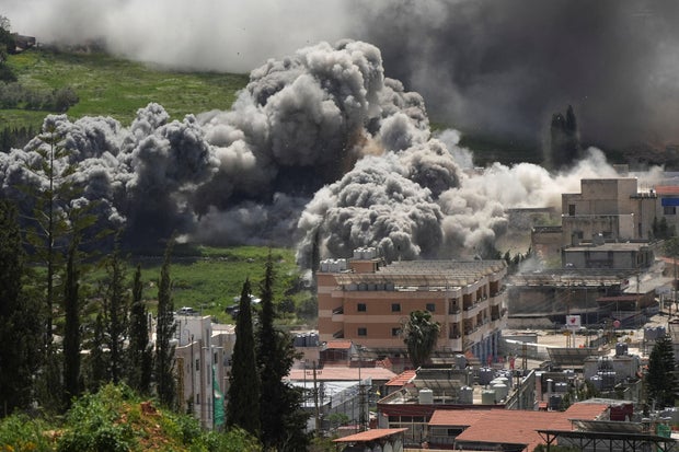 Smoke rises following an Israeli strike in Nabatieh 