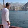Imtiaz Tyab aboard a boat in the Strait of Hormuz. 