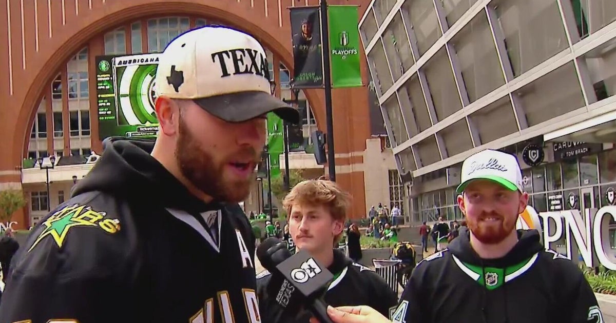 Stars fans pack AAC plaza with confidence ahead of Game 1 - CBS Texas