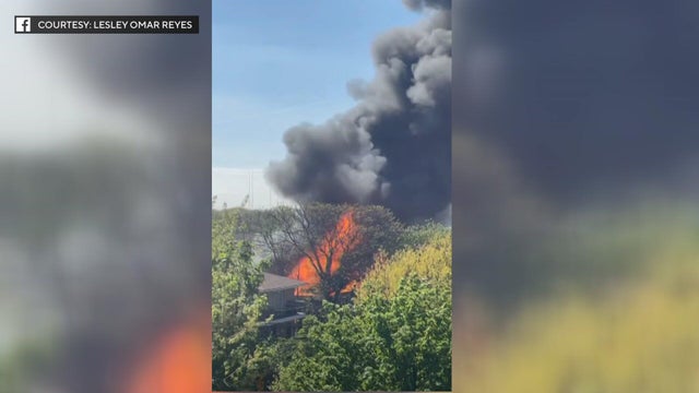 Flames and thick black smoke 