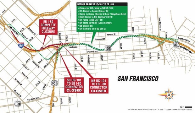 Highway 80 San Francisco Bay Bridge approach 55-hour closure 