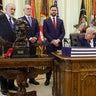 President Trump Speaks In The Oval Office Alongside Israeli And Lebanese Officials 