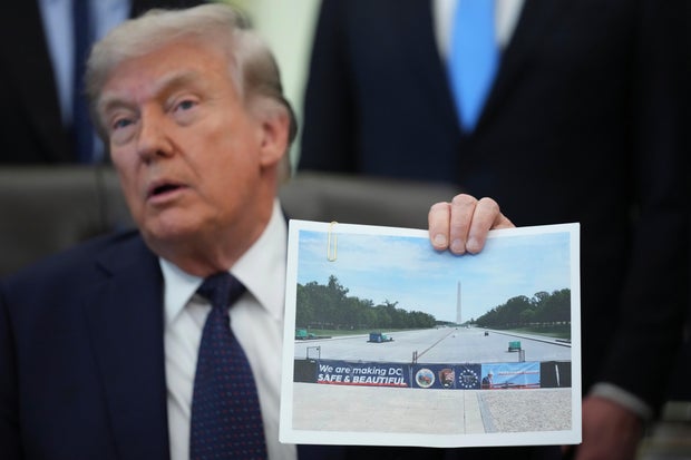 President Trump holds an representation  of the Lincoln Memorial Reflecting Pool during an lawsuit   connected  wellness  attraction   affordability successful  the Oval Office astatine  the White House, Thursday, April 23, 2026, successful  Washington. 