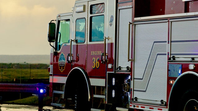 Fire Truck Responds to Vehicle Accident, Denver, Colorado (USA) 