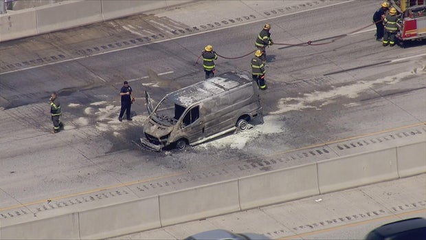 Van fire on I-95 south in Northeast Philadelphia 