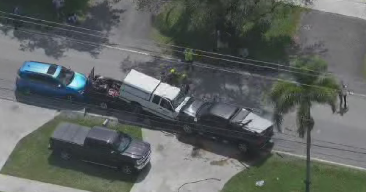 2 people hospitalized after head-on multi-vehicle crash involving a landscaping truck in Miami-Dade