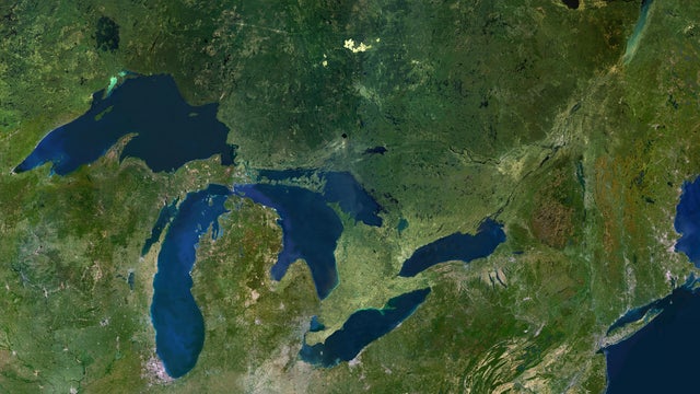 Great Lakes, Usa & Canada, True Colour Satellite Image 