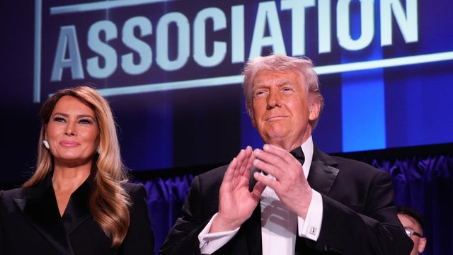 First lady Melania Trump and President Trump are seen during the White House Correspondents' Association dinner in Washington, D.C., April 25, 2026. 