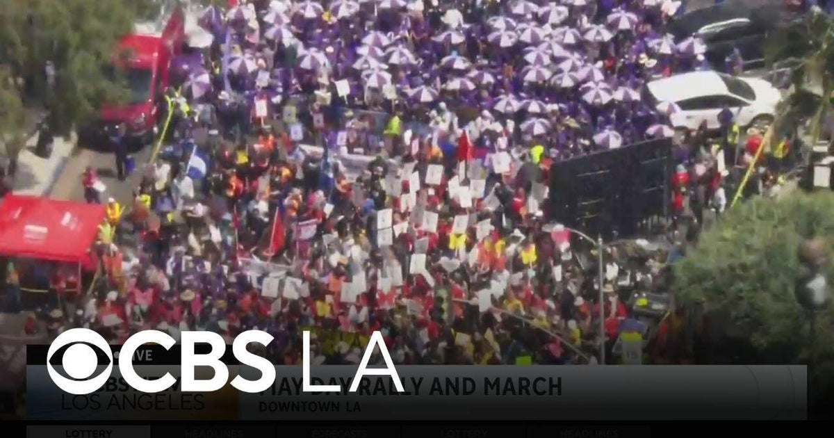 May Day rally moves through downtown Los Angeles