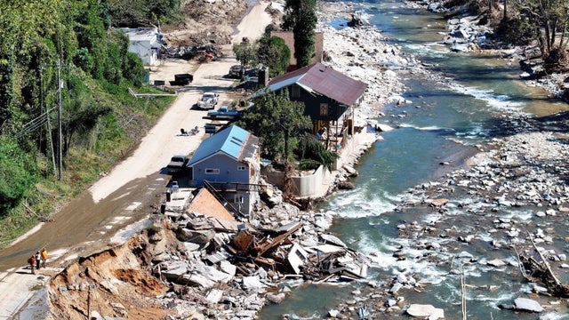 Hurricane damage in Bat Cave, North Carolina 