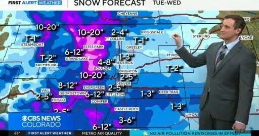 Denver snow accumulations trending up Tuesday and Wednesday - CBS Colorado
