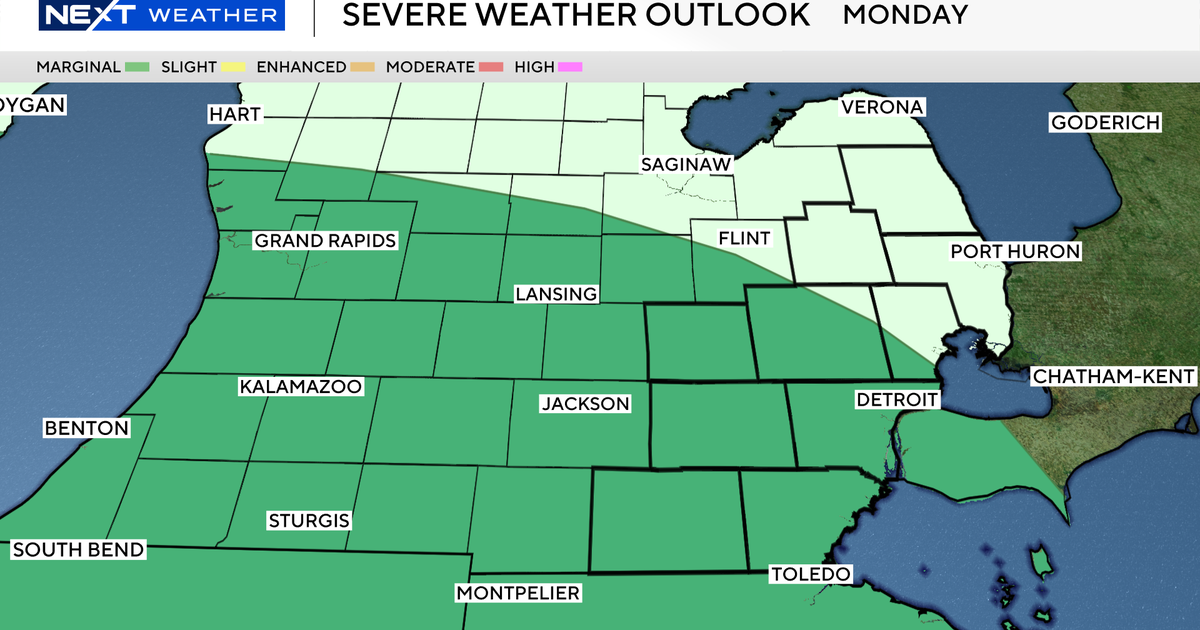 Severe storms possible across Southeast Michigan Monday night