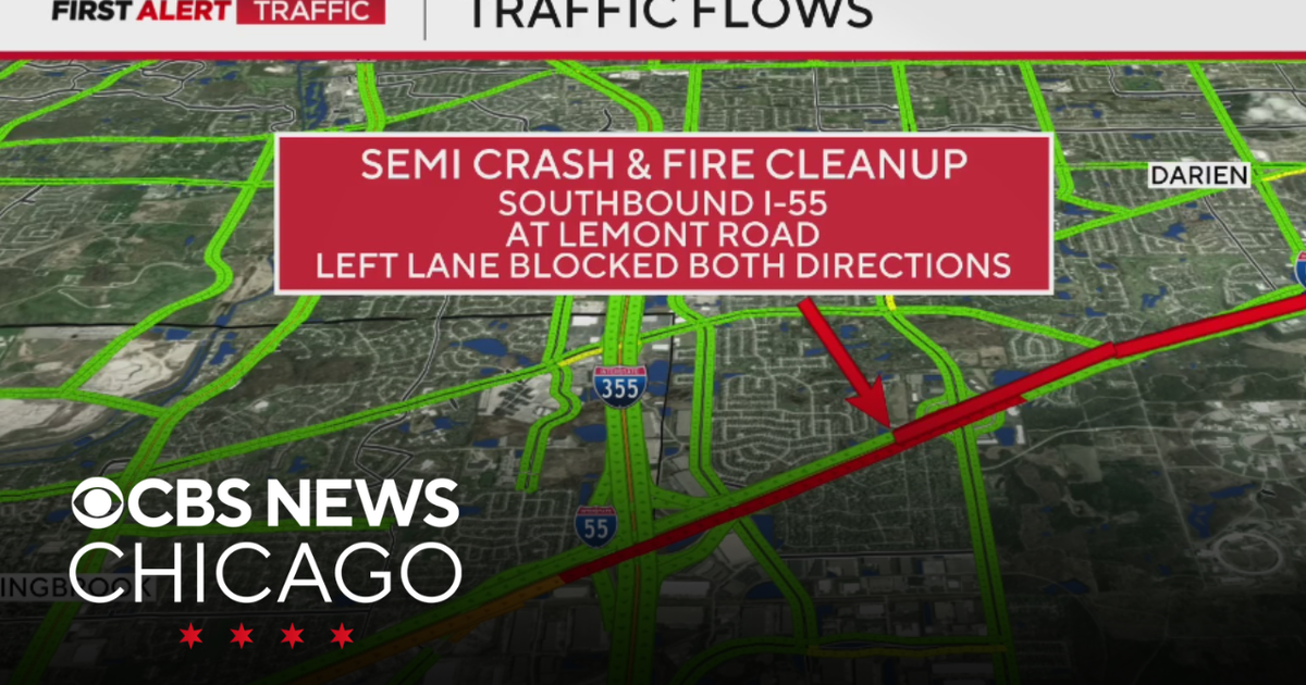 Fiery crash involving semi truck shuts down lanes on I-55 - CBS Chicago