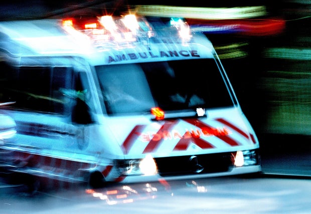 An ambulance on the way to the scene of an accident in Sydney on 20 July 2002.