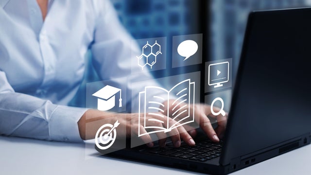 Education internet online digital technology concept. E-learning education, online internet course lessons. 