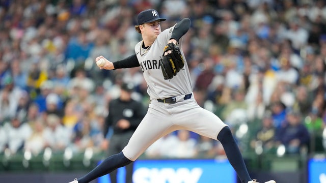 Cam Schlittler #31 of the New York Yankees throws a pitch in the first inning against the Milwaukee Brewers at American Family Field on May 09, 2026 in Milwaukee, Wisconsin. 