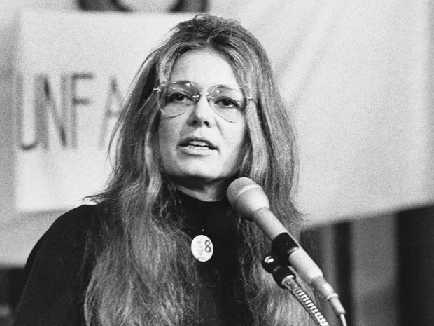 Feminist and activist Gloria Steinem speaks at a rally outside the United Nations in New York City in 1978.